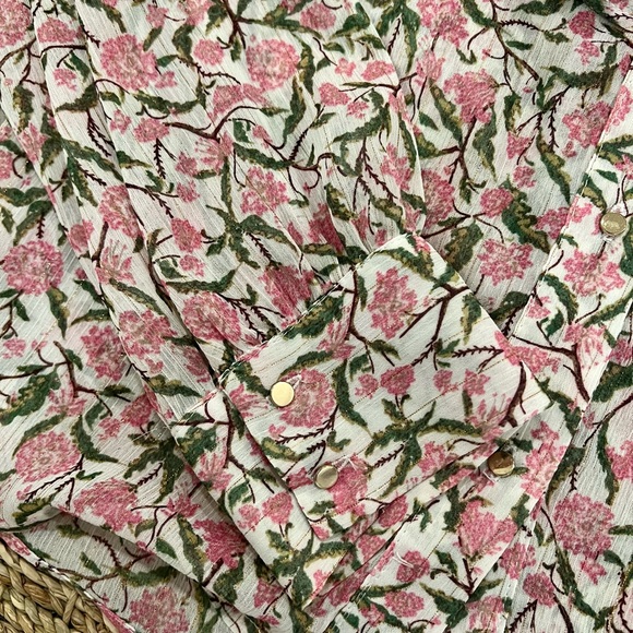 ZARA - Floral metallic print ruffle blouse size XS - Picture 11 of 11